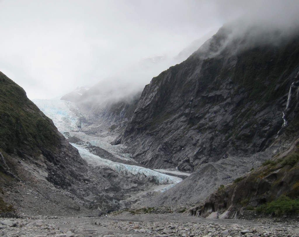 Franz Josef-glaciären, Nya Zeeland, december 2011. Den krymper...